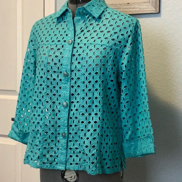 🦋Draper’s & Damon’s Petites Eyelet Blouse 🦋 - Picture 1 of 7